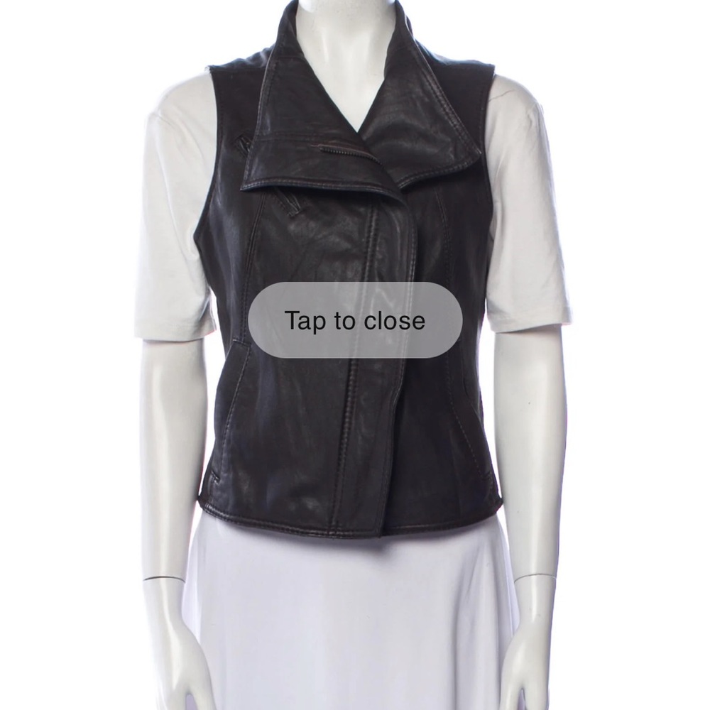 JUNE dark brown leather biker vest Size Small